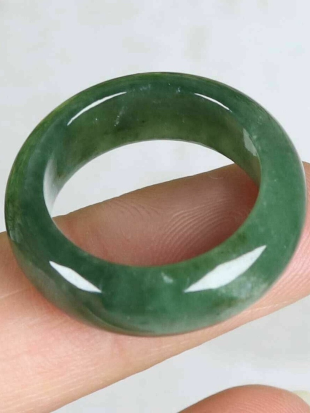 Cert'd Dark green 100% Natural A Jade jadeite 17 mm Ring